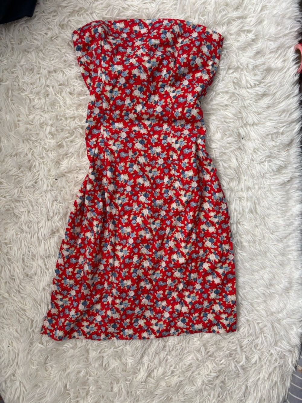 Red Floral Strapless Sundress